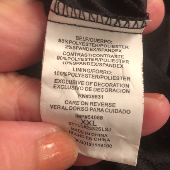 My Michelle size XXL black long sleeve top with lace overlay faux leather trim - Picture 9 of 9